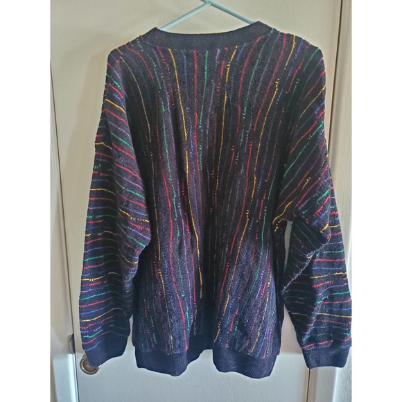 Vintage Tundra Textured Rainbow Stripe 90s Coogi-Stryle Men's Sweater L/G - Picture 2 of 7